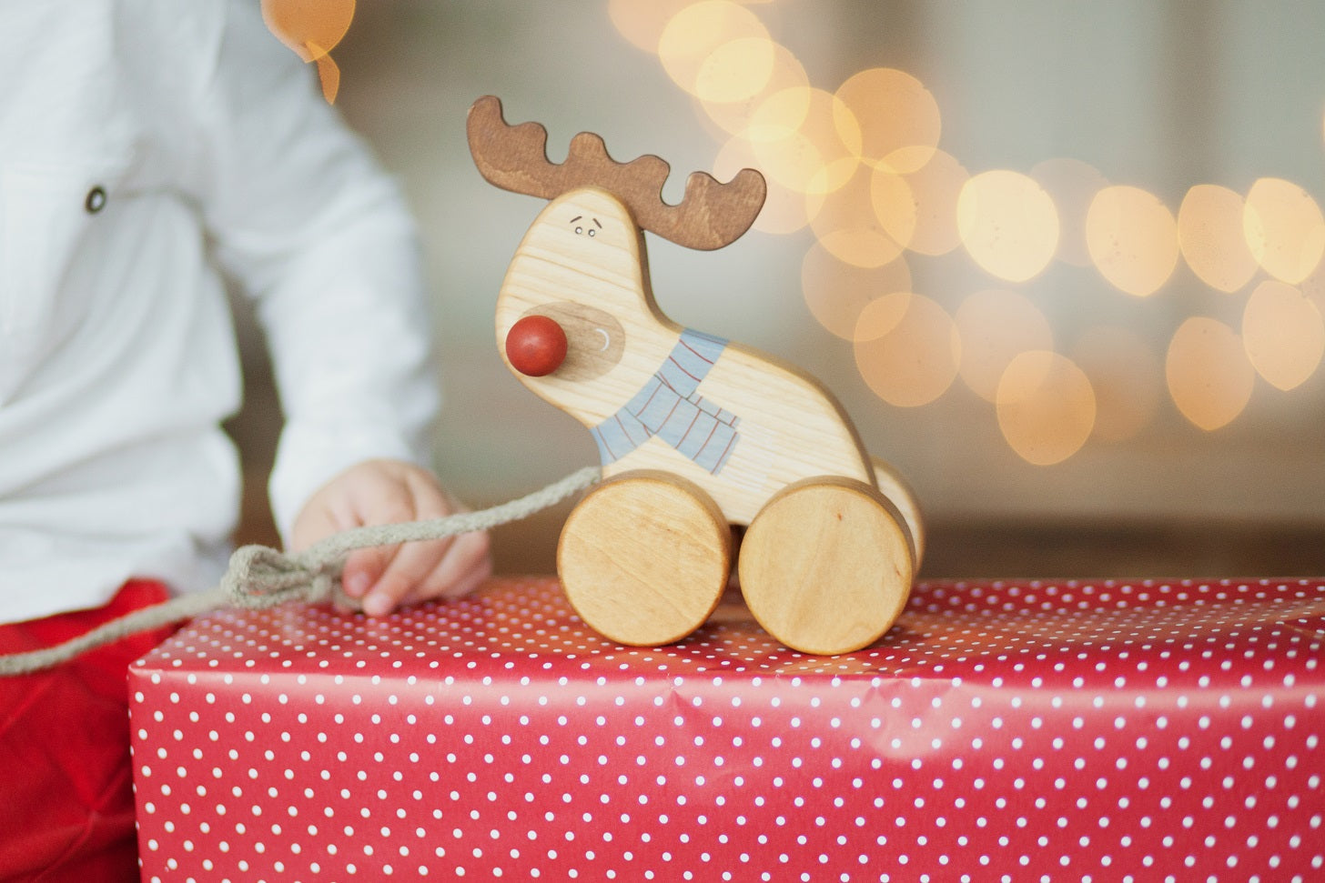 Handmade Wooden Reindeer Pull Toy