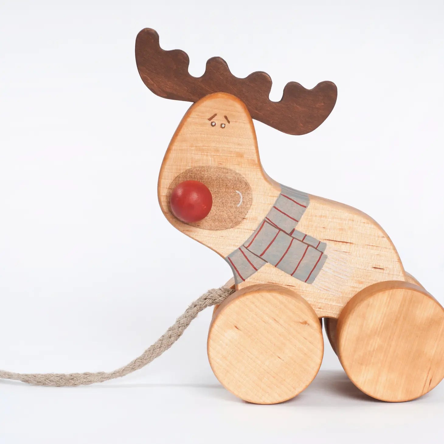 Handmade Wooden Reindeer Pull Toy
